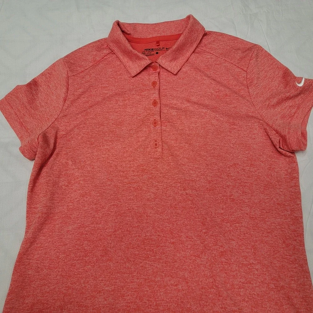 Nike Golf Dri-FIT Womens Polo Shirt Orange Heather Short Sleeve 725584-852 L